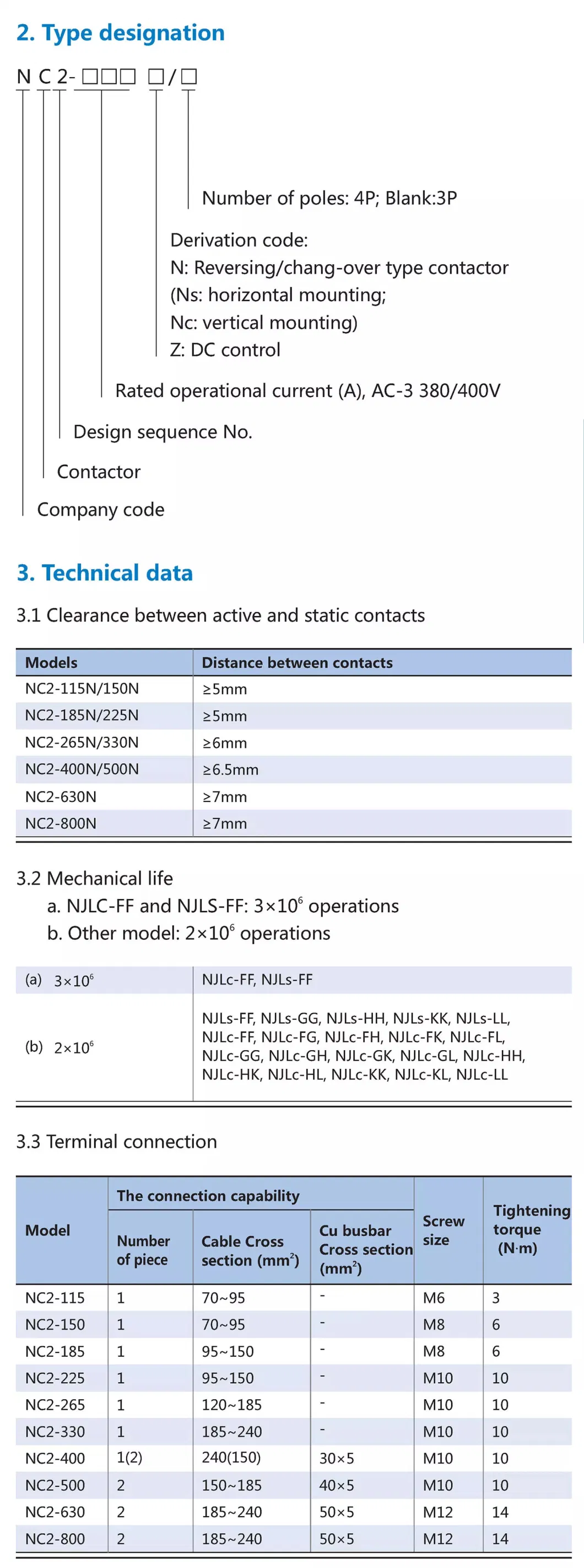 Chint Nc2 3p 4p Nc2-115 Nc2-150 Nc2-185 Nc2-225 Nc2-265 Nc2-330 Nc2-400 Nc2-500 Nc2-630 Nc2-800 Nc2-115/4 Nc2-150/4 115A 150A 400A 630A 800A Chnt Contactor