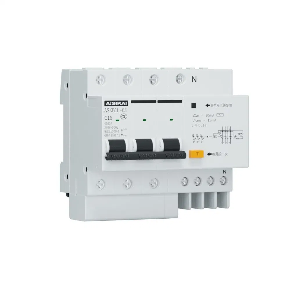 3A-63A Leakage Protection Mininature Circuit Breaker MCB with Electric Leakage (1P+N)