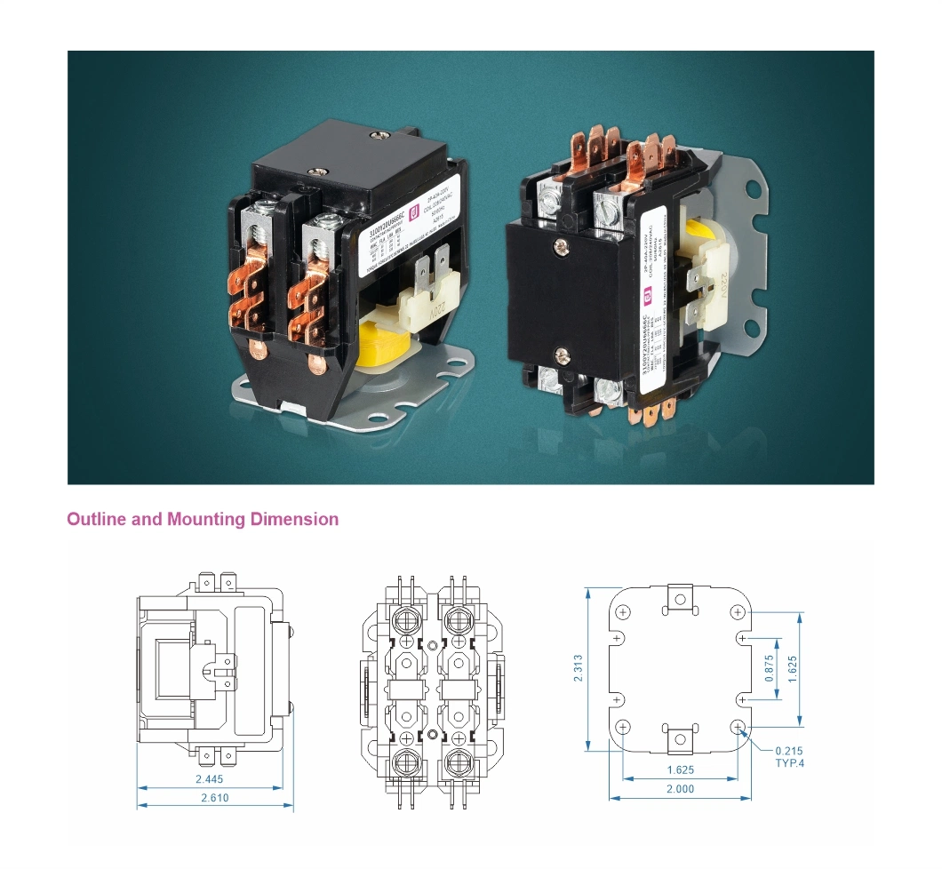Cjc2-2p 25A 50-60Hz AC Type Magnetic Contactor for Air Conditioning