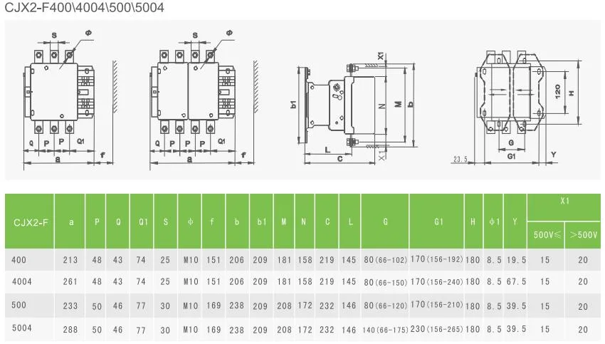Aoasis Cjx2-F330 LC1-F Series 330A 3p 1000V Large Capacity Contactors Electric Contactor