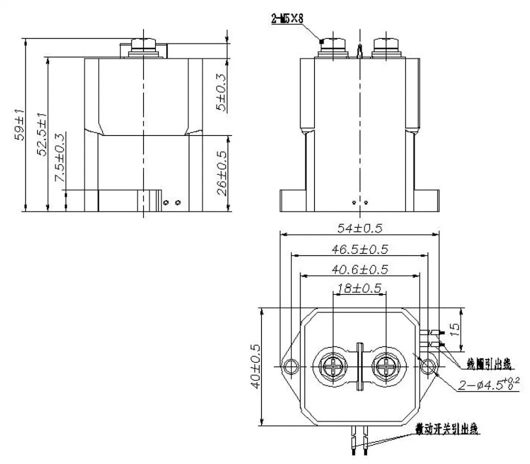 G50HS 50A Normally Open DC High Voltage EV Relay 200V 400V 500V 600V 750V 800V 900V 1000V DC Contact 12V 24V DC Coil Dcnlev50 High Voltage DC Contactor