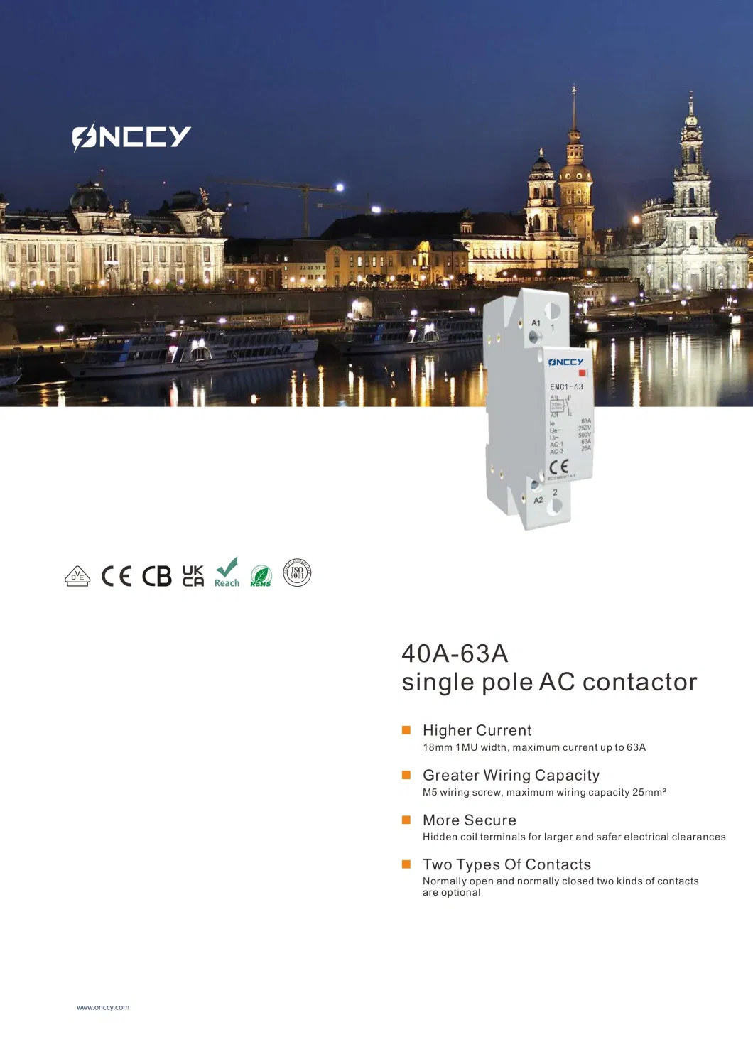 16A-125A AC Modular Contactor for Lighting Systems, Heat Pumps, Air-Conditioning or Ventilation Systems.