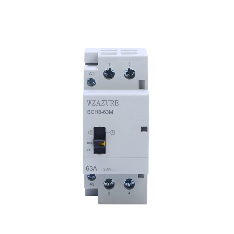 DIN Rail 32A 63A Household AC Modular Contactor with Manual Control Switch No Nc