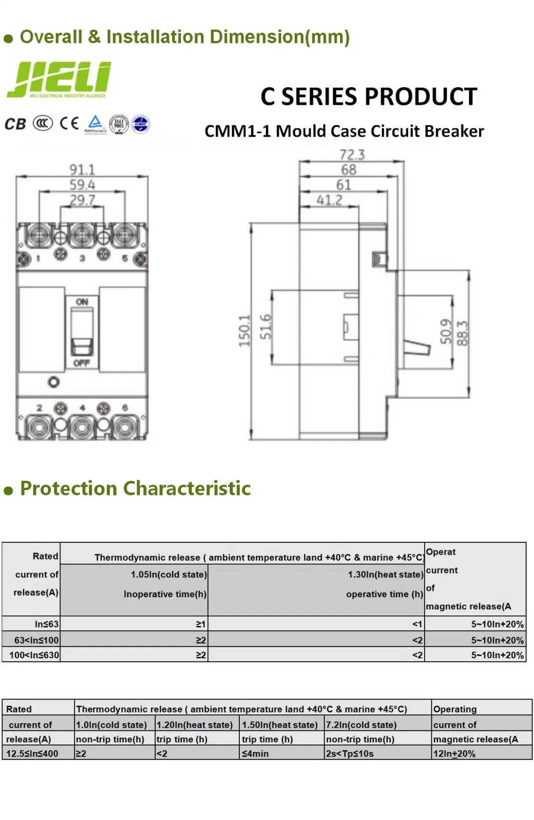 Jieli Scm Circuit Breaker Moulded Case 400A 500A Breaking MCCB Origin Type Service Pole Ultimate Place