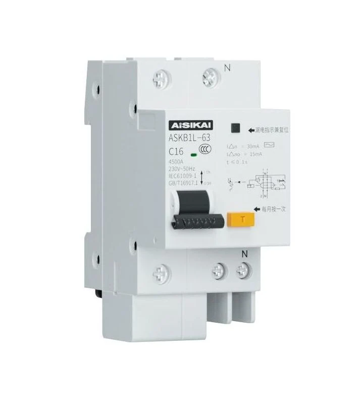 3A-63A Leakage Protection Mininature Circuit Breaker MCB with Electric Leakage (1P+N)