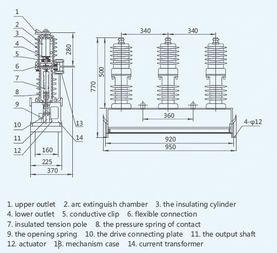 Zw32-12 Type 12kv Outdoor H. V. Vacuum Circuit Breaker