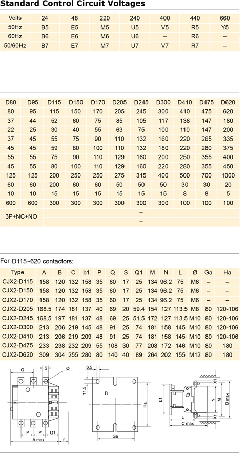 Cjx2-D (LC1-D) AC Contactor 18A 3pole 220V/230 Cjx2-D1810