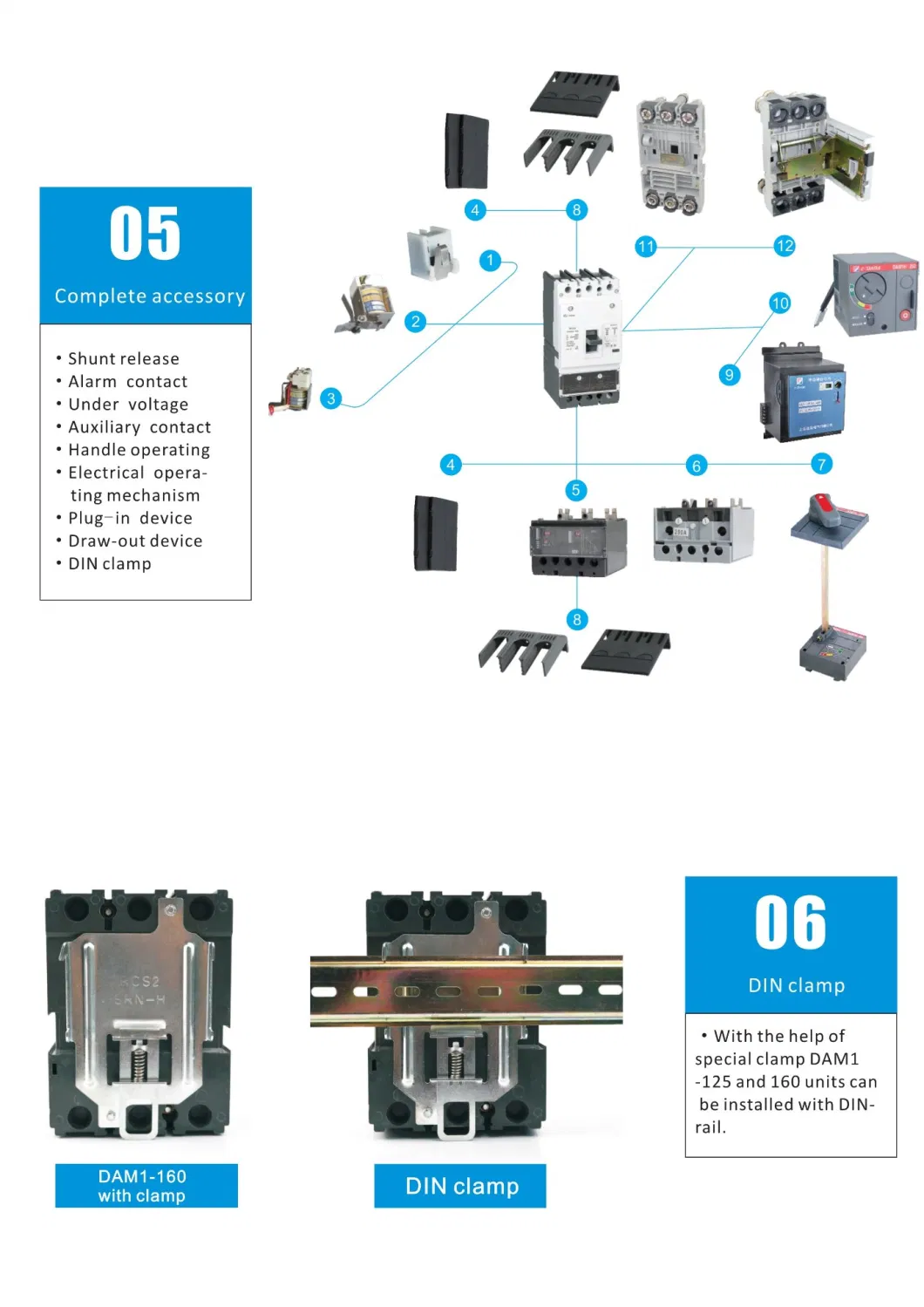3p, 4p Circuit Breaker 12.5, 16, 20, 25, 32, 40, 50, 70, 80, 100, 125A MCCB ISO Sac