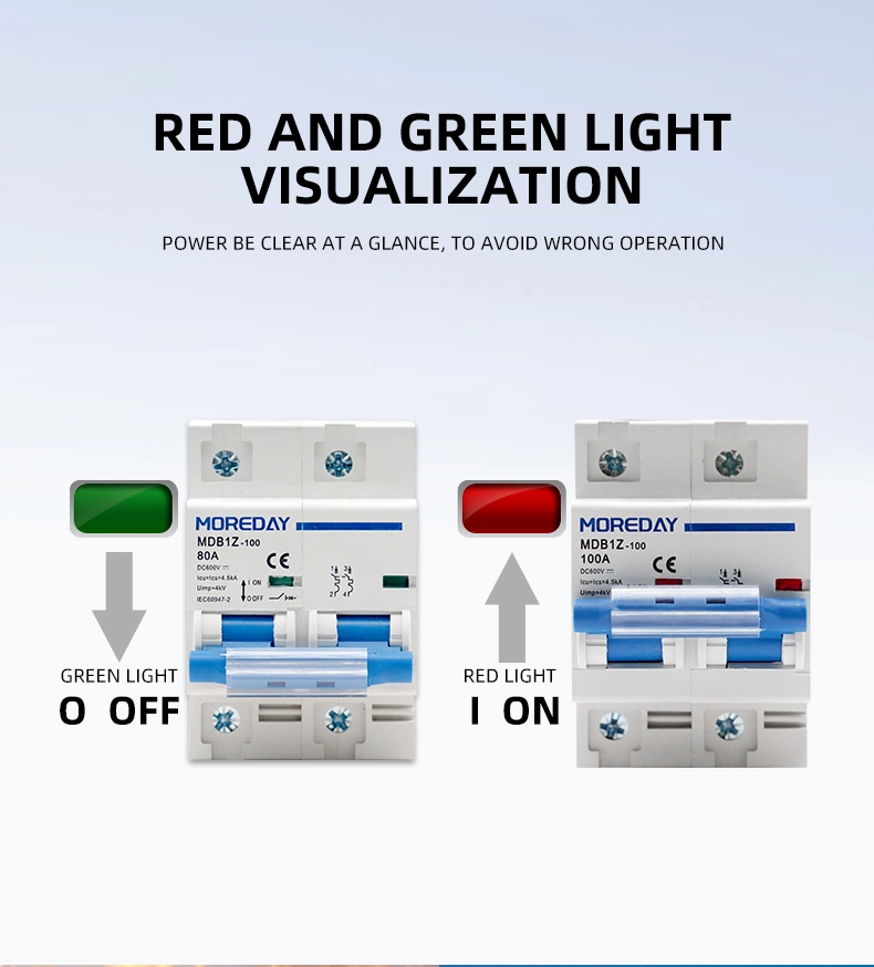 Miniature Circuit Breaker 2p 80A 100A 125A AMP 440V/500V DC Breaker MCB Disconnect Switch for Solar PV System Thermal Magnetic