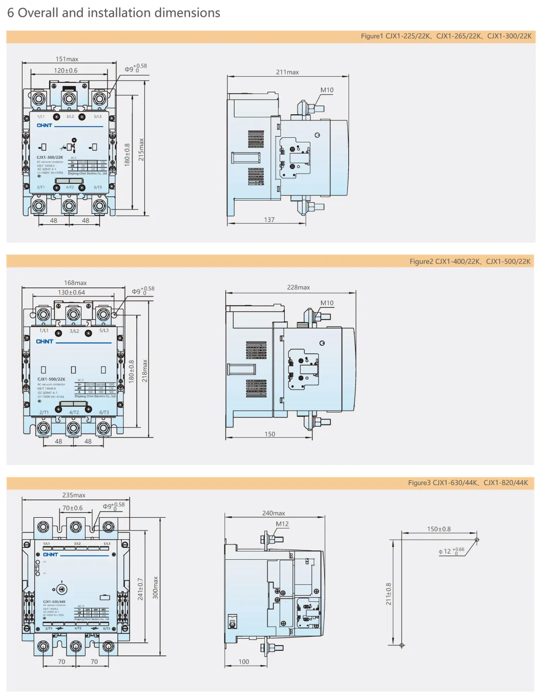 Chint Original Cjx1-K Contactor Cjx1-225/22K Cjx1-265/22K Cjx1-300/22K Cjx1-400/22K Cjx1-500/22K Cjx1-630/22K Cjx1-820/22K DC AC Vacuum Contactor