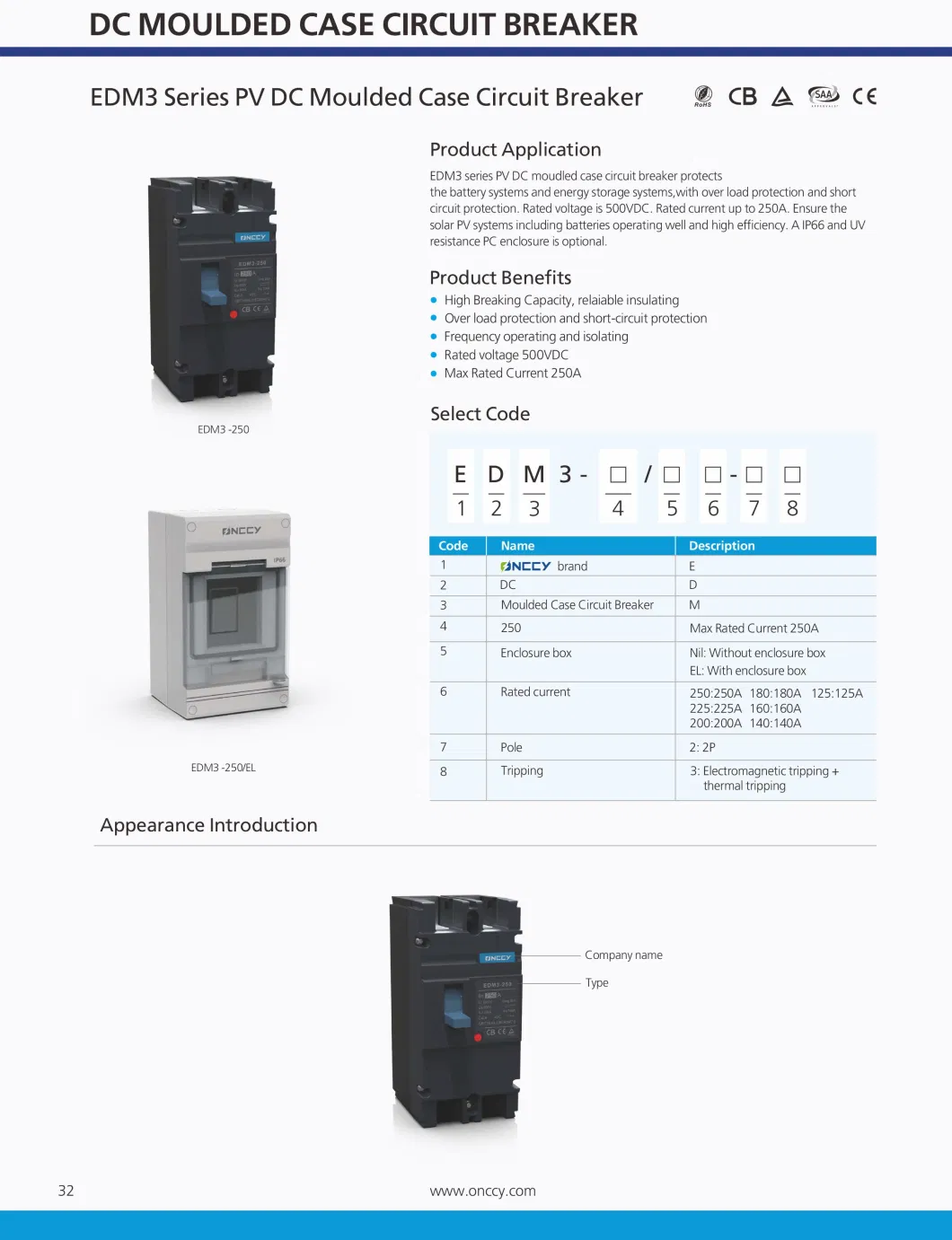 3p 4p 100A 125A 140A 160A 180A DC Moulded Case Circuit Breaker MCCB