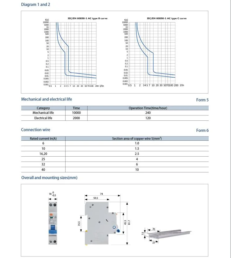 Magnetic Compact 40A Overcurrent Protection Differential Circuit Breaker