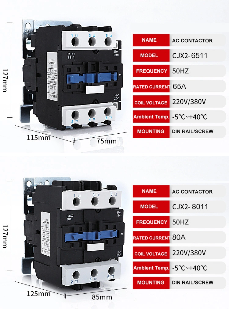 220V 380V 24V Coil AC Contactor CE/CCC Magnetic 18A Contactor Classic Type Cjx2/LC1-D 1810 Good AC Contactor