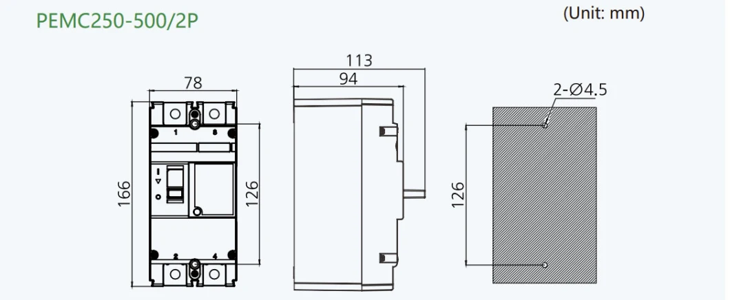 PEMC DC MCCB, 500A, 2 pole, with IP66 enclosure