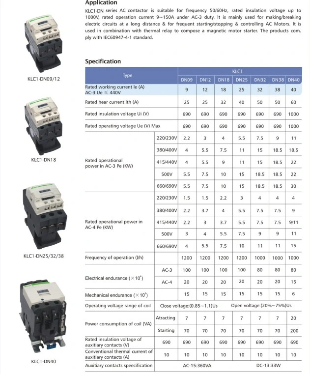 LC1 New Types of 3 Phase 9A 12A 18A 25A 32A 40A 65A 80A 95A AC Magnetic Contactor 220V 380V