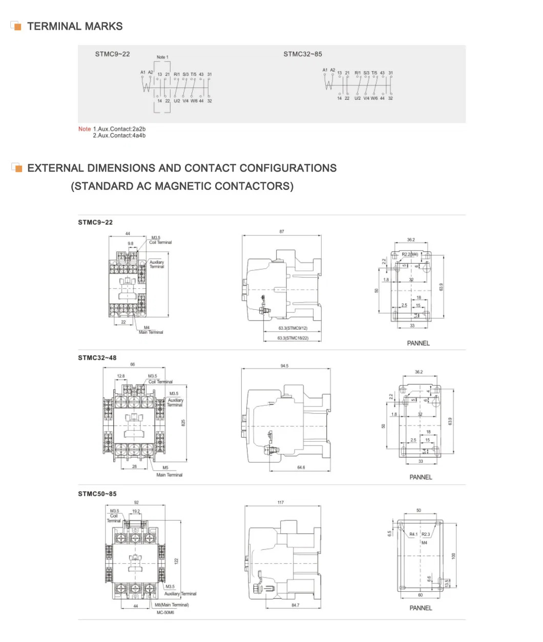 AC Contactor Stmc Series 3p 09 to 150A