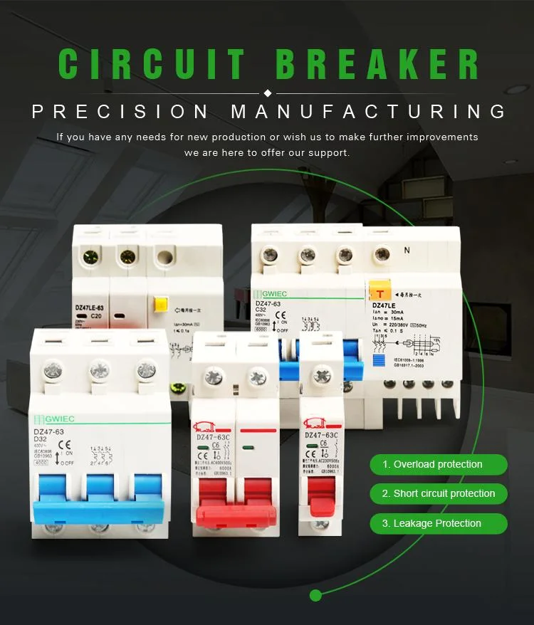 China 40A 100A Gwiec 3 AC DC Switch Breaker Single Phase MCB