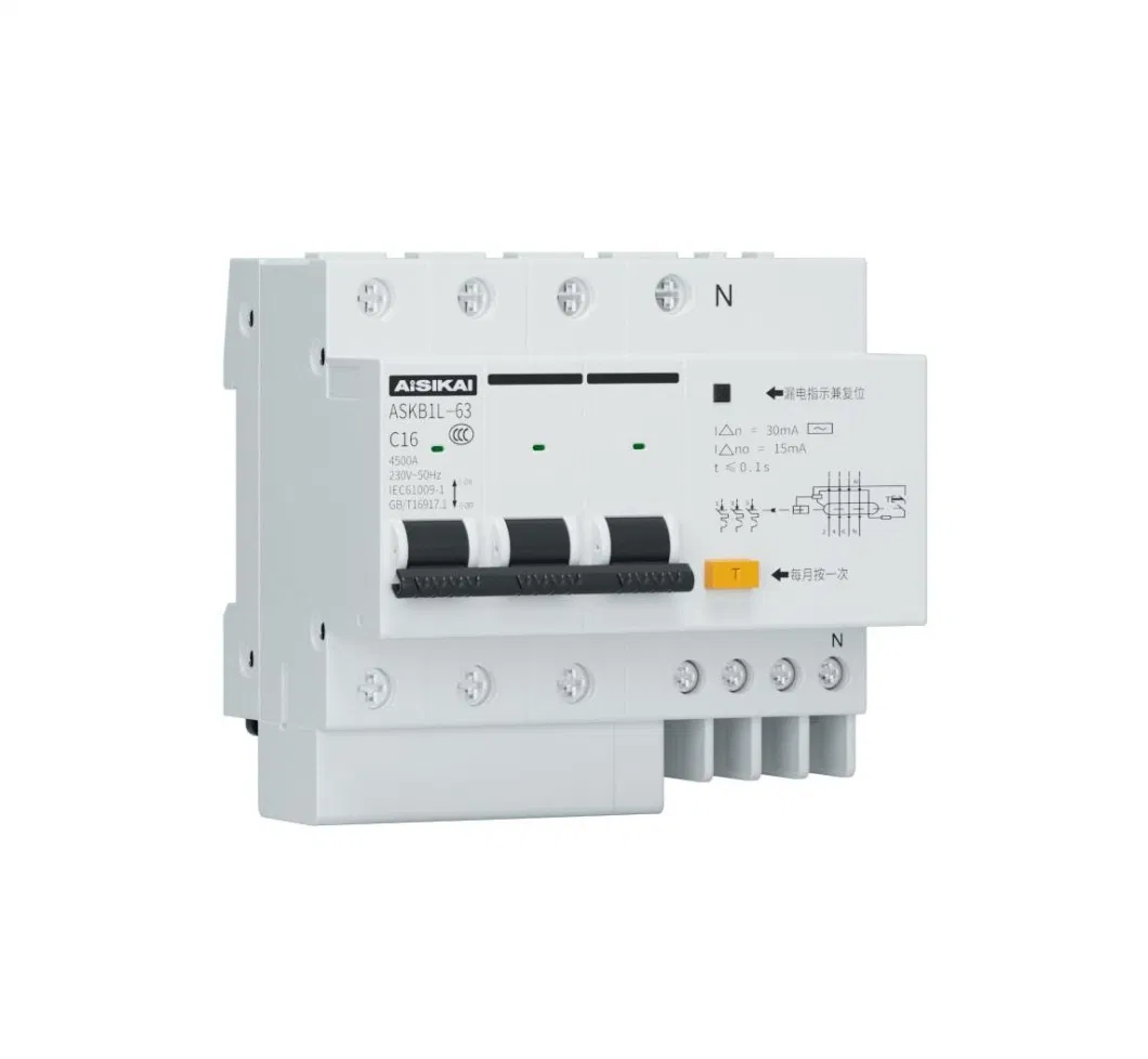 Mininature Circuit Breaker MCB with Electric Leakage (4P+N) 63A