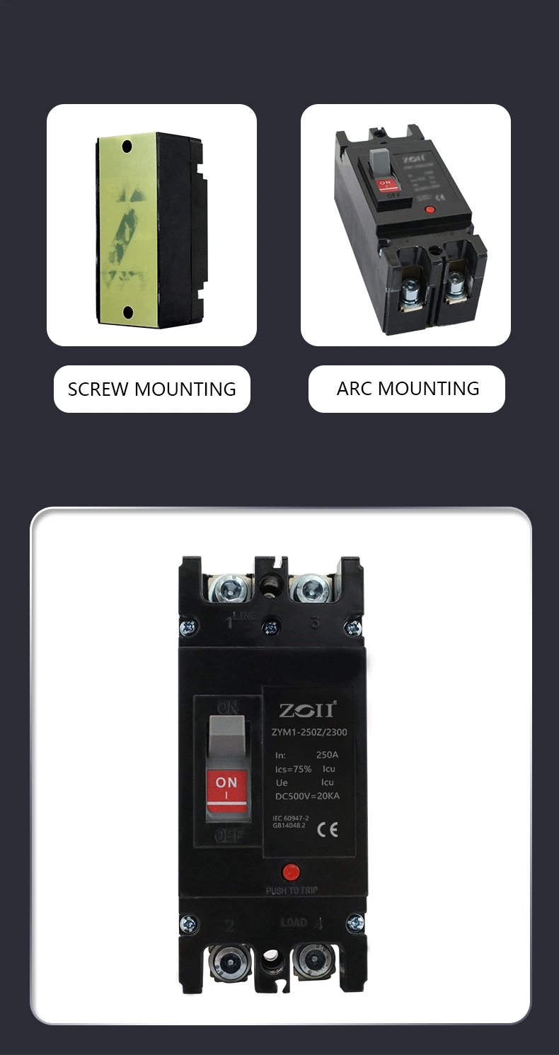 CE Certificates Zym1-125PV 80A 100A 125A 150A 200A 250A 1000V DC Moulded Case Circuit Breaker MCCB