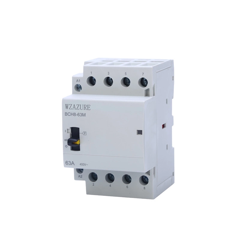 DIN Rail 32A 63A Household AC Modular Contactor with Manual Control Switch No Nc