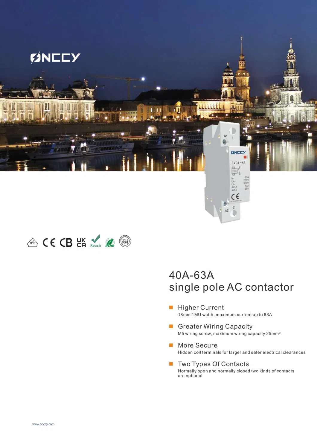 AC Modular Contactor 2 Pole 1, 2, 3modules 16A-125A for Solar PV, Battery Energy Storage