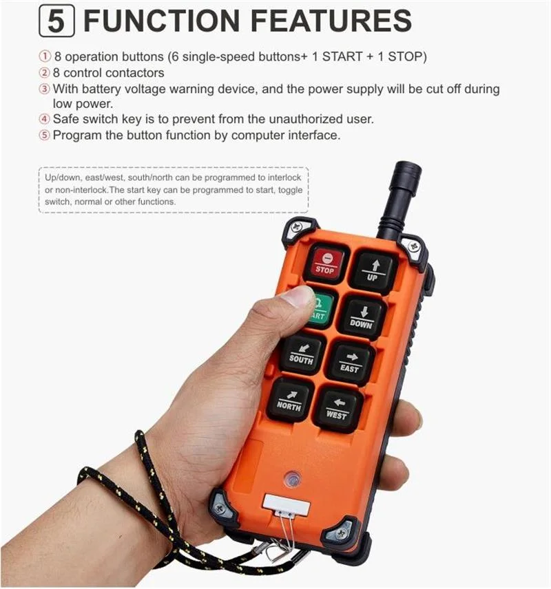 Professional Manufacturer F21-E1b Transmitter Receiver Industrial 6 Button Wireless Crane Remote Control