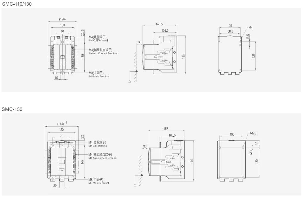 Aoasis SMC-110 Gmc 2no 2nc Large Current 110A 380V AC Contactor