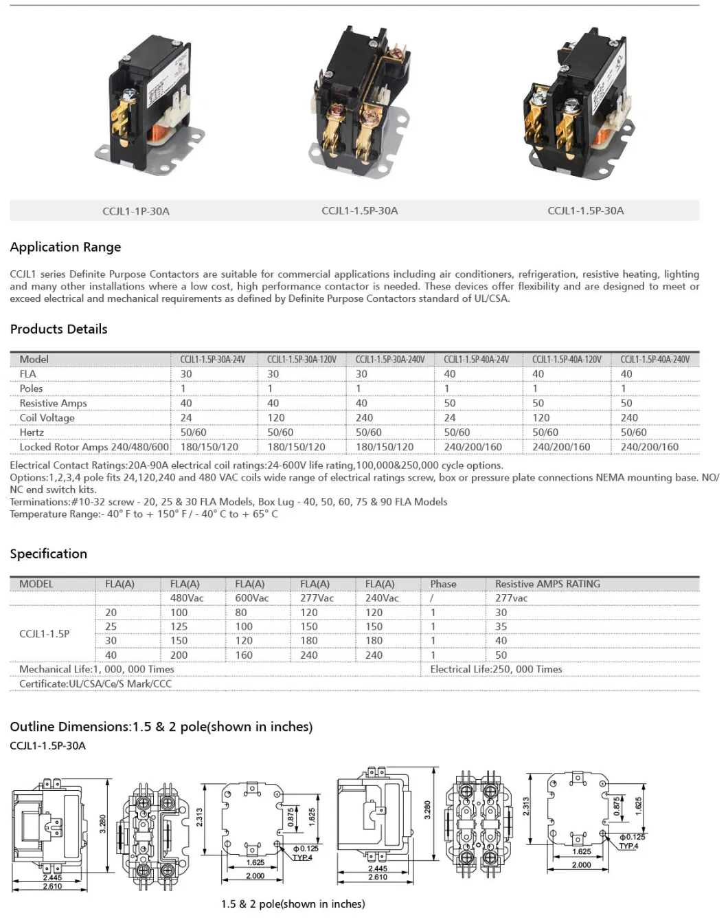 2 Pole 30 AMP 24V 120V 208V 240V 277V Air Conditioner Heat Pump Refrigeration Condenser Compressor Furnas Packard C230A C230b C230c C230d HVAC Motor Contactor