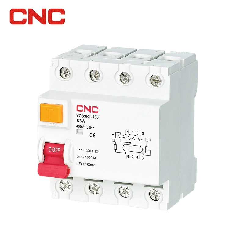 CNC Ycb9rl-100 Series RCCB 2/4 Poles 230/400V 6ka/10ka