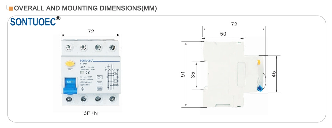 RCCB B Model Residual Current Circuit Breaker with CE/CB for Recharge Station