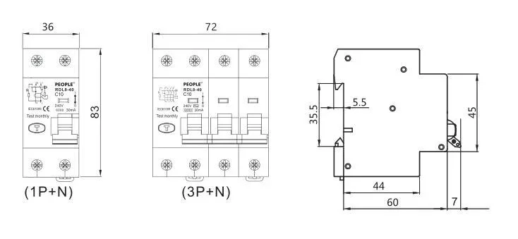 RCBO with Overload Current and Leakage Current Protection IEC61009