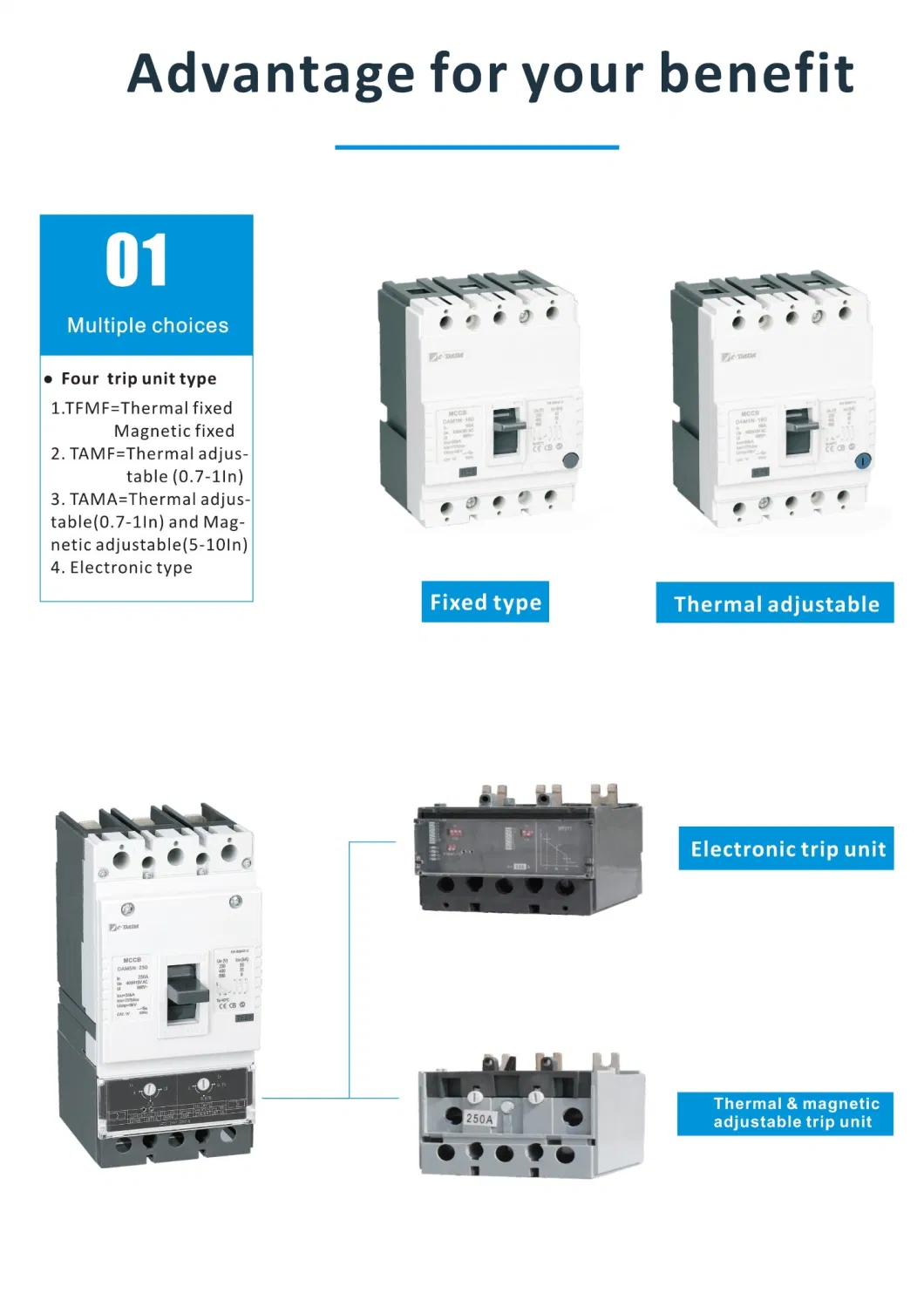 Low Voltage Circuit Breakers 400, 500, 630, 800A Asta Electronic MCCB with CE