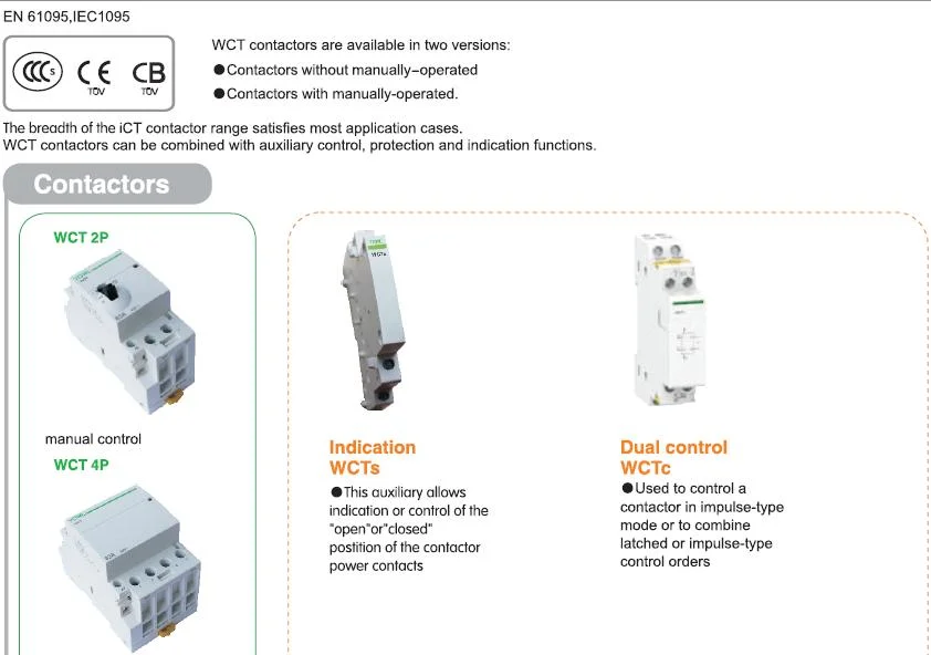 Magnetic Electricity Household AC Contactor (WTC-63A 2P)