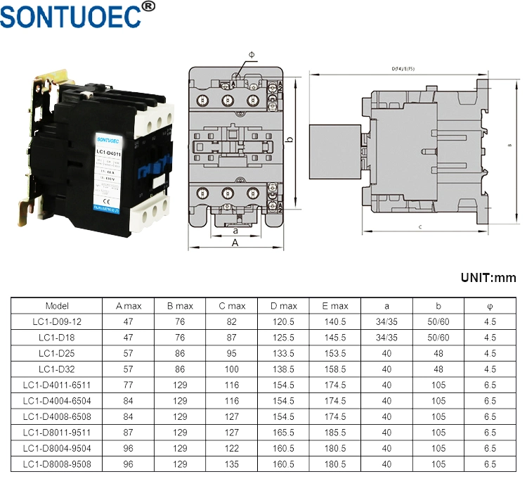 Sontuoec LC1-D 09/12/18/25/32/40/50/65/80/95 M7 230V Electrical AC Contactor 3p, 4p
