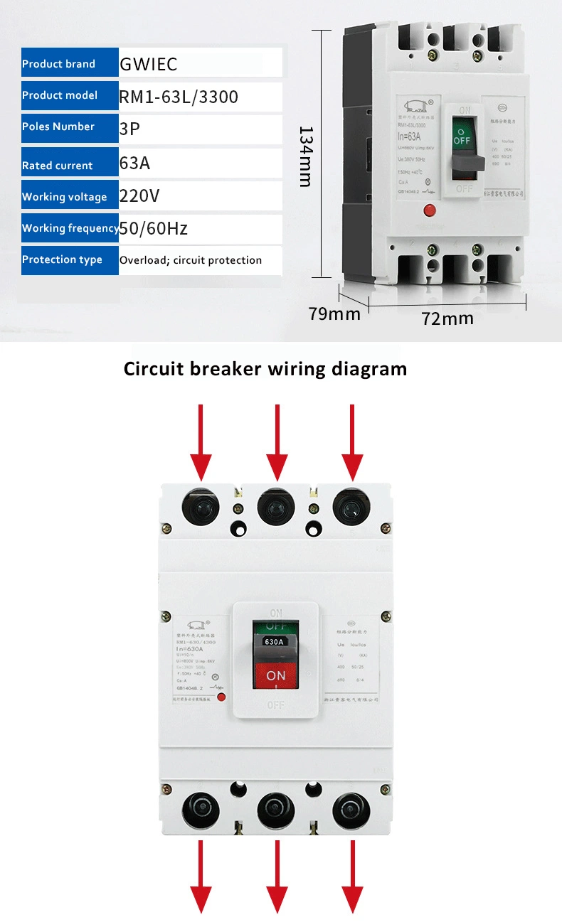 China Manufacturer Over Current Protection 630 AMP 100 MCCB Molded Case Circuit Breaker Price