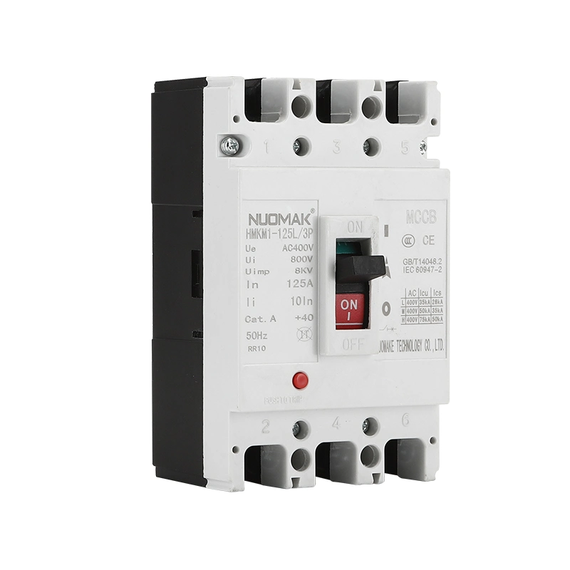 Nuomake Hmkm1 3 Pole 125A Circuit Breaker for Short Ciruit Protection High Breaking Capacity MCCB Nuomak Hmkm1-125L/3p