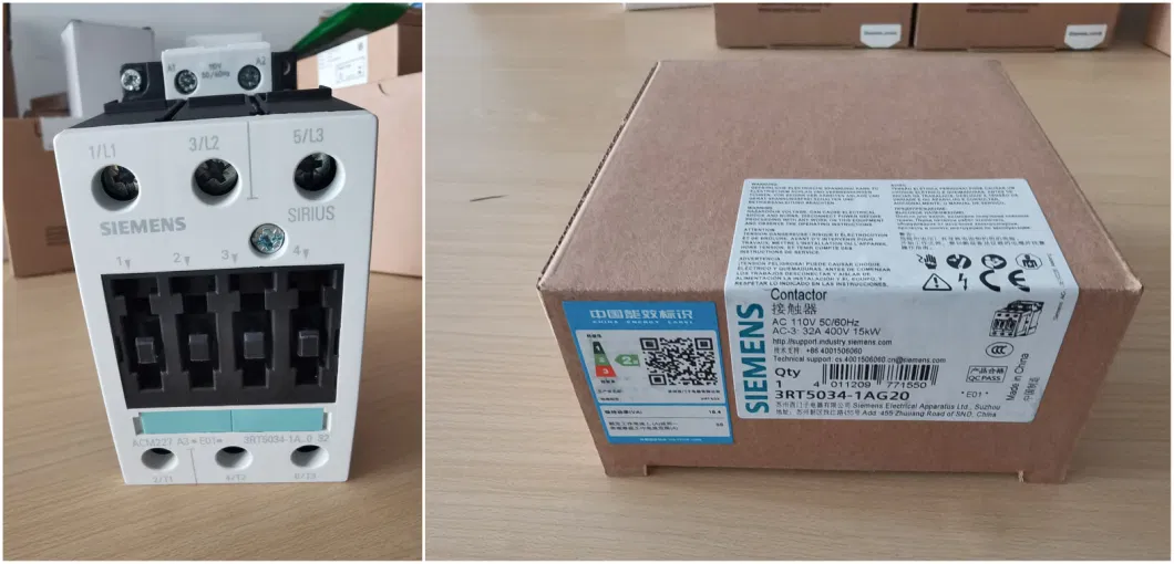 Siemens Contactor AC 110 V 50/60 Hz AC3 15 Kw 400 V 3-Pole 3rt5034-1AG20