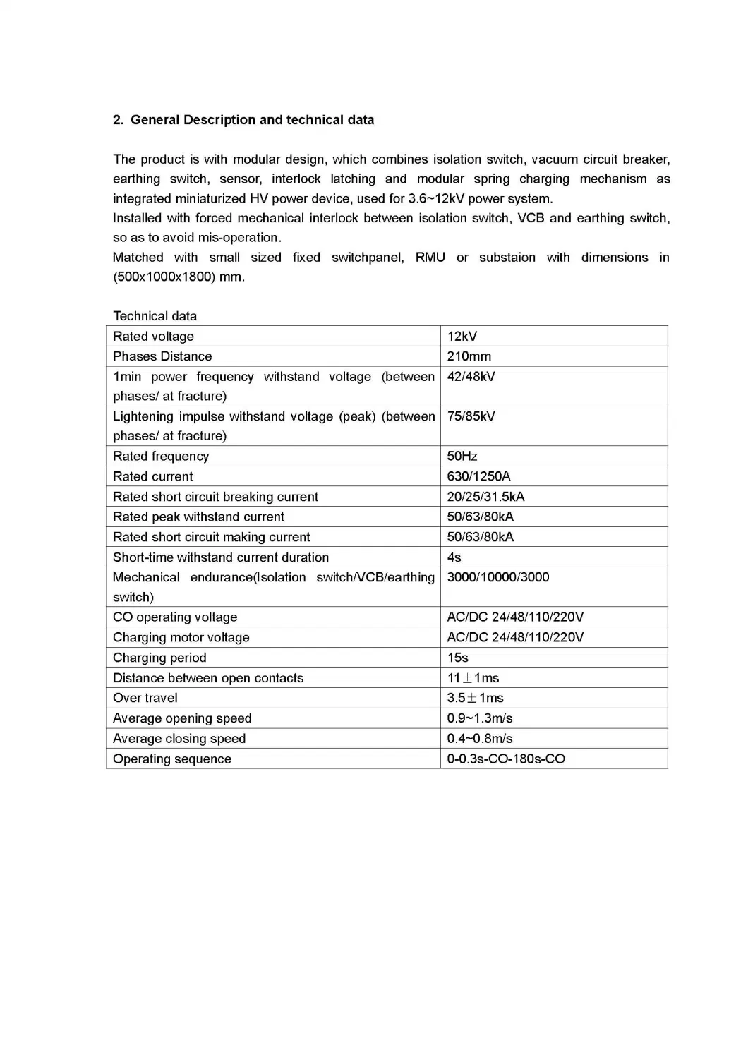 Indoor 12KV VBX-12GD Three Working Positions Type Vacuum Circuit Breaker with spring operating mechanism