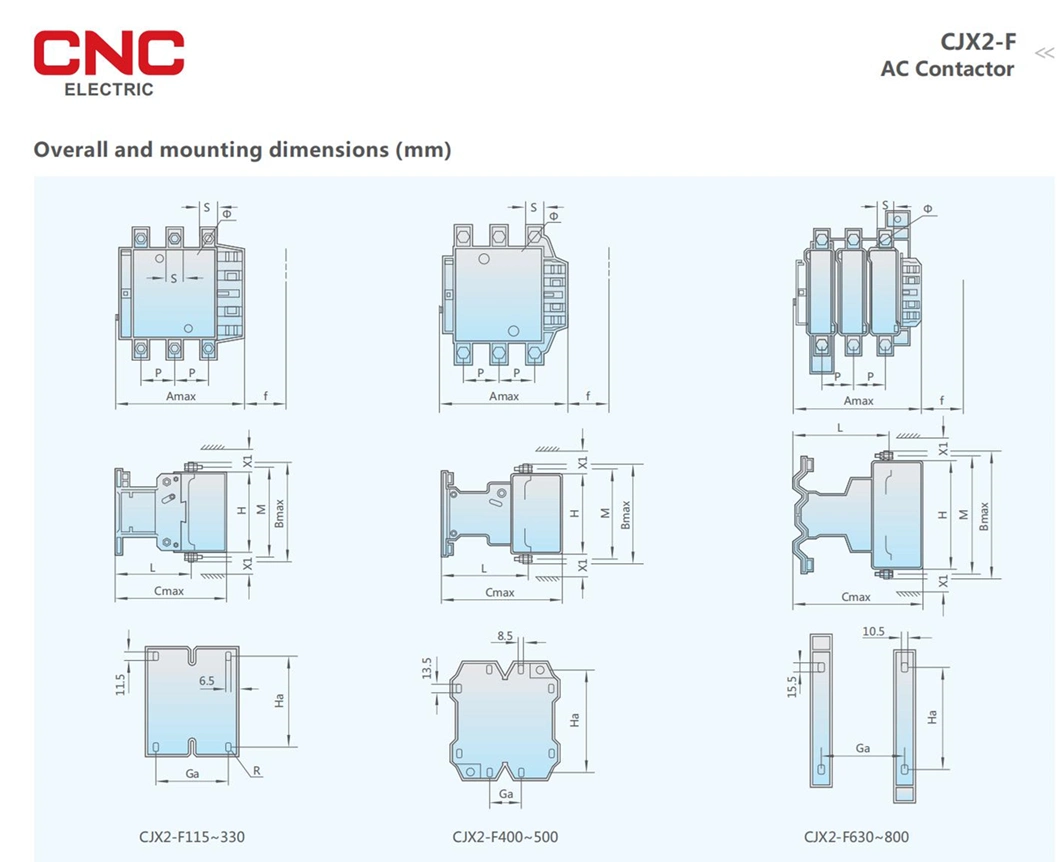 CNC Cjx2 Series AC Contactor Cjx2-F 3p/4p 220V/380V AC 50Hz/60Hz Magnetic AC Contactor