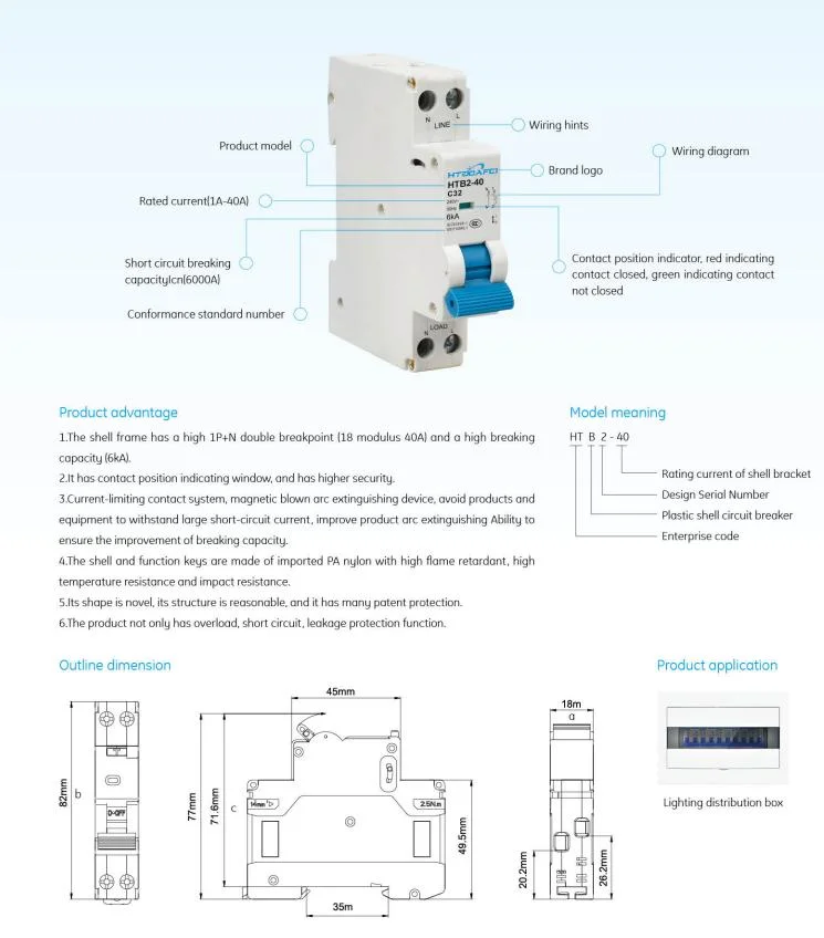 Circuit Breaker Compact Electrical Protection Circuit Breaker 32 Ampere