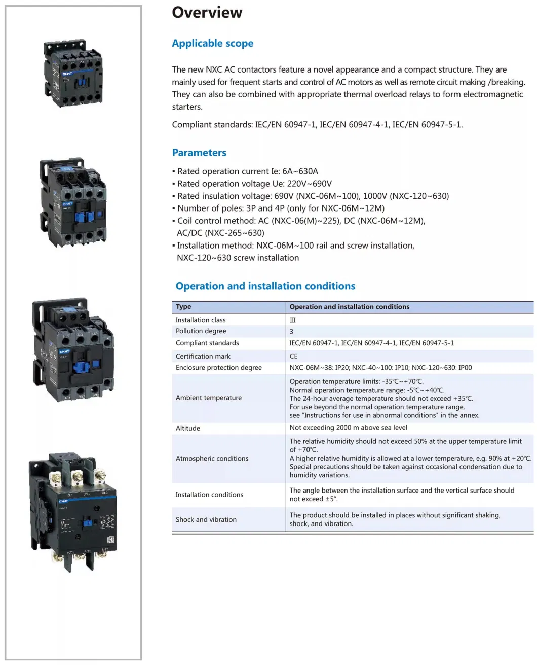 Chint Nxc Contactor Nxc-09 Nxc-12 Nxc-18 Nxc-22 Nxc-25 Nxc-32 Nxc-40 Nxc-50 Nxc-65 Nxc-75 Nxc-100 Nxc-120 Nxc-160 Nxc-185 Nxc-225 3p 9A to 400A Chnt Contactor