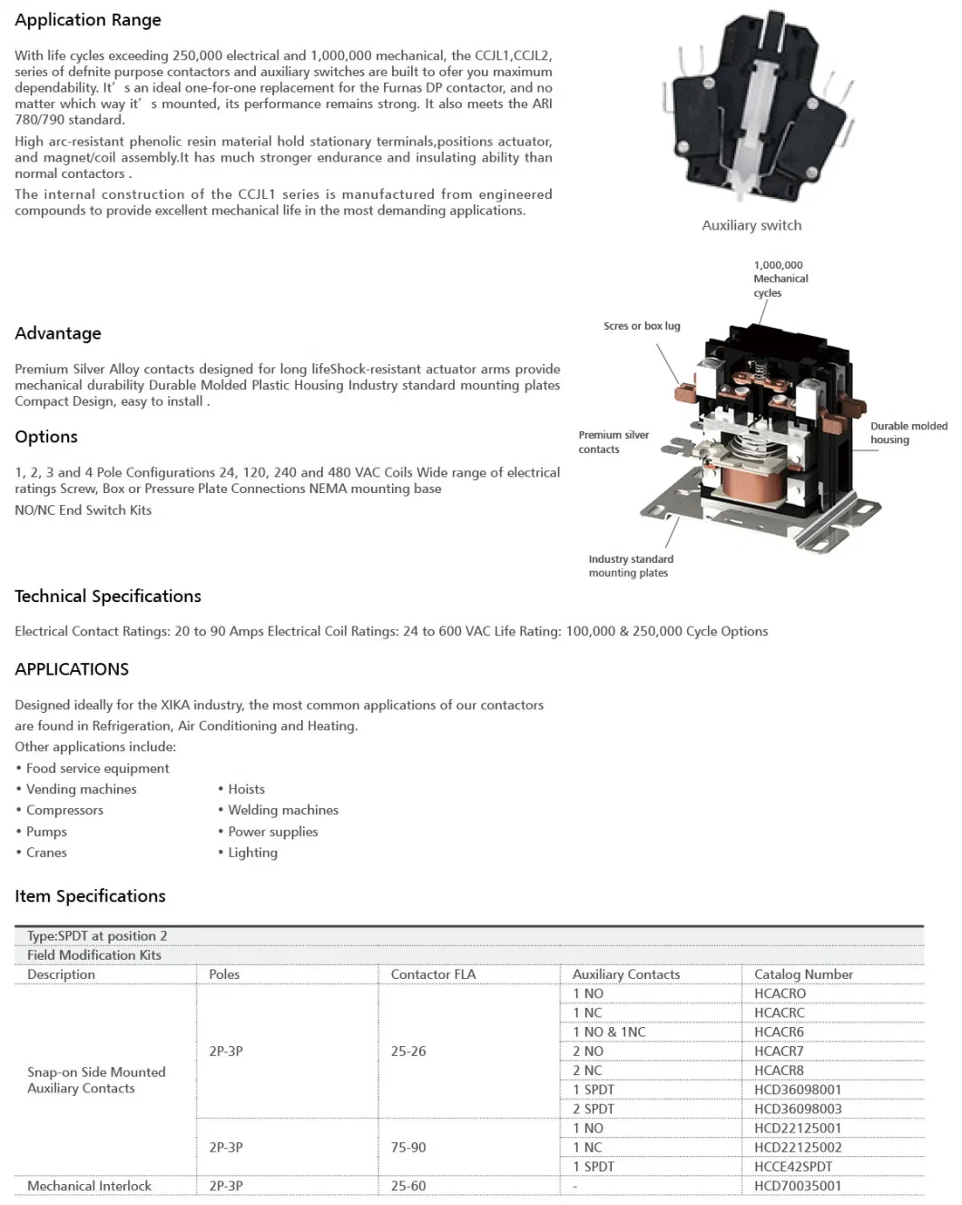 2 Pole 30 AMP 24V 120V 208V 240V 277V Air Conditioner Heat Pump Refrigeration Condenser Compressor Furnas Packard C230A C230b C230c C230d HVAC Motor Contactor