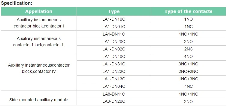 La1-DN Series 10A Auxiliary Contact Contactor Accessories Automation Blocks Time Delay Timer