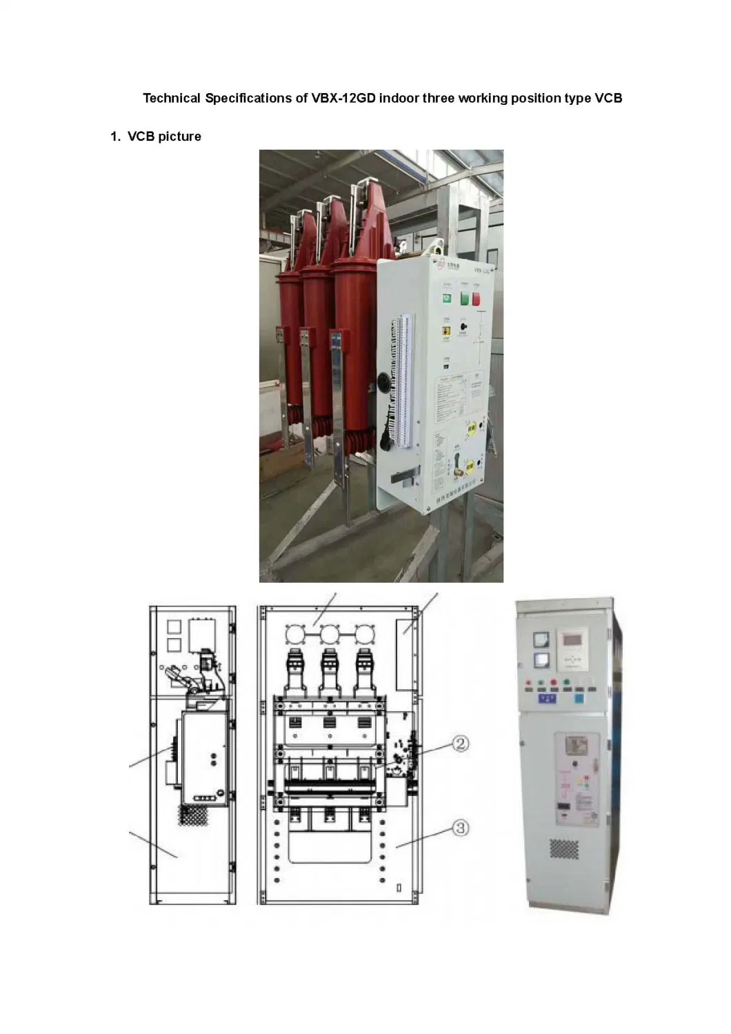 Indoor 12KV VBX-12GD Three Working Positions Type Vacuum Circuit Breaker with spring operating mechanism