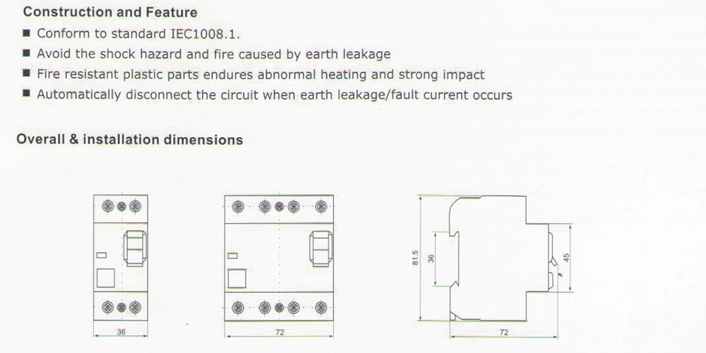 Nfin RCD Residual Current Device, Circuit Breaker, Switch, Contactor, Relay