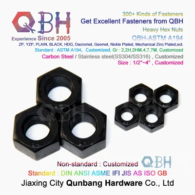  QBH 2/2h/2hm/4/7/7m ANSI ASME ASTM A194 Strict-Military Black HDG ZP Acero hexagonal pesado de construcción estructural tuercas de construcción de fijación de repuesto Accesorios