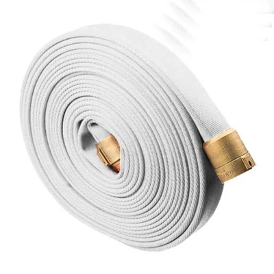 Lienzo blanco/rojo de 2,5 pulgadas plana de 10 a 20 bar la manguera de bombero de forro de goma