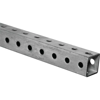 14ga Cuadrado Perforado el tubo de acero de diámetro. 7/16&quot; en los cuatro lados, la distancia al centro de los orificios de 1&quot; superficie galvanizada