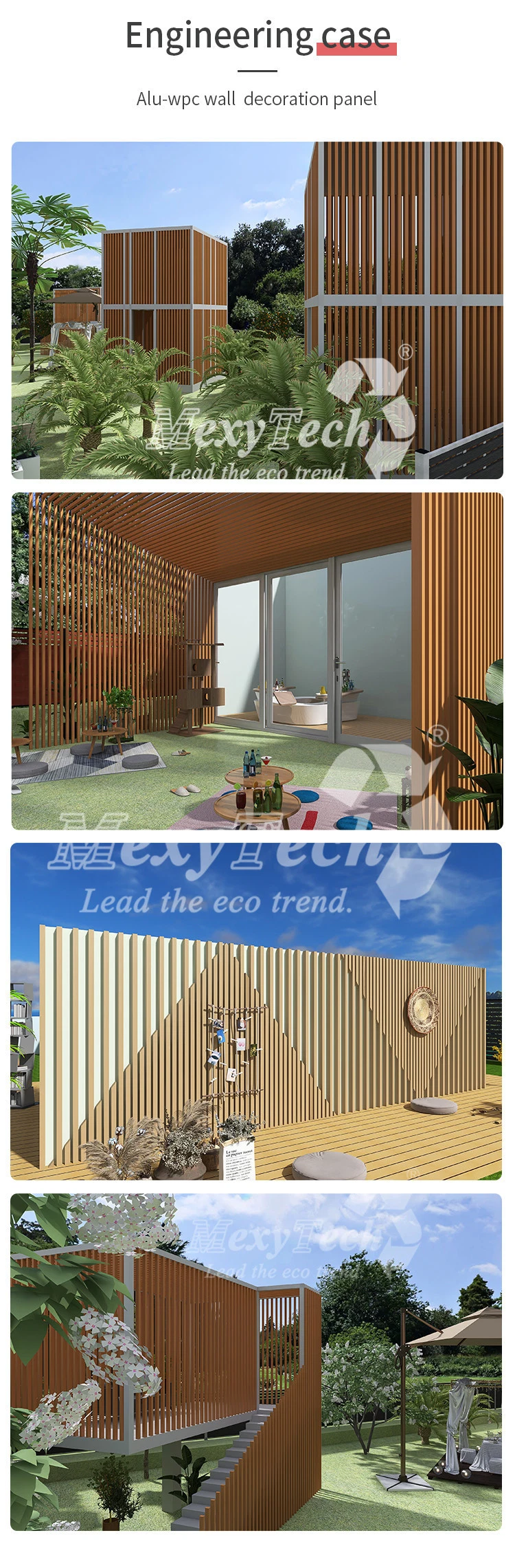 Mexytech WPC Wood and Plastic Composite Partition Wall Decoration Square Timber Tube