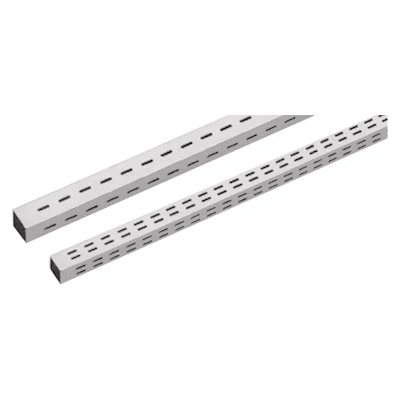 Tubo quadrato in metallo cromato a doppio foro 25x25 mm